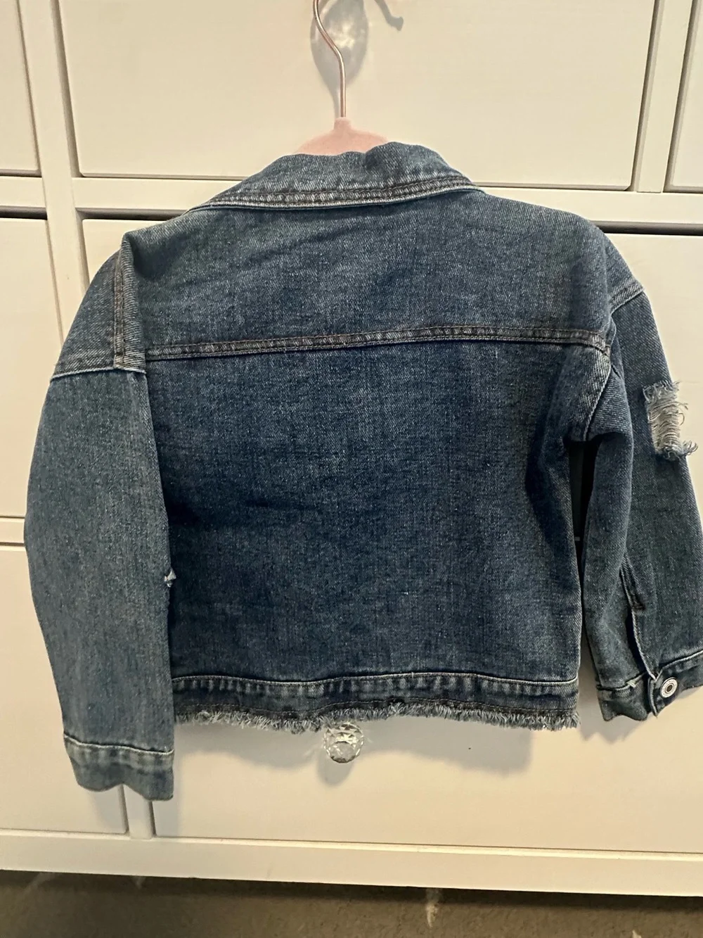 Girls' Denim Jacket with Pink Sequin Pockets